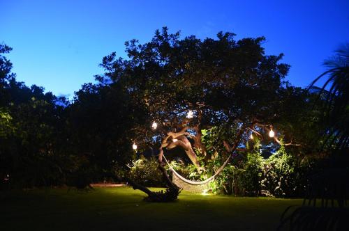 a person is jumping off of a tire at night at Chill Mango in Paracuru