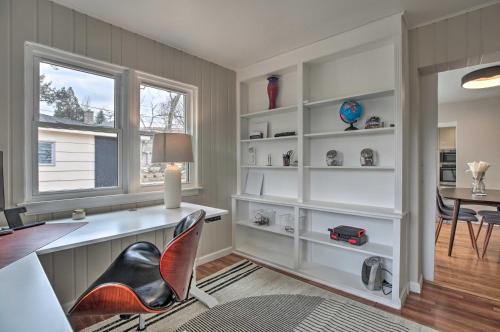 a home office with a desk and a chair at Home with Office and Yard 25 Mi to Downtown Chicago! in Glen Ellyn