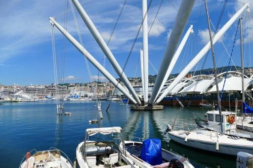 a group of boats docked in a harbor at Living Genova Apartment in Genova