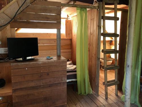 TV a/nebo společenská místnost v ubytování Lodges en Provence - Ecogîtes & Restaurant insolites