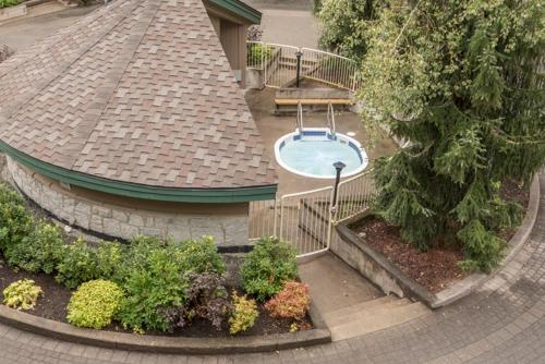 an overhead view of a house with a swimming pool at Valhalla Vacations at Whistler in Whistler