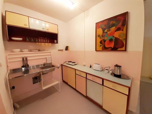 cocina con fregadero y encimera en Boho-Style-Apartment, en Sankt Veit an der Glan