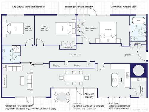 a floor plan of a house at Britannia Penthouse in Edinburgh