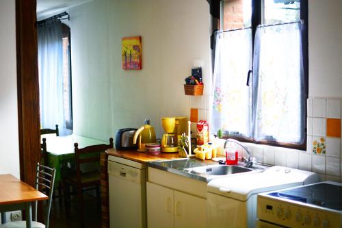 a kitchen with a sink and a counter top at le gite d'Eliane in Masevaux