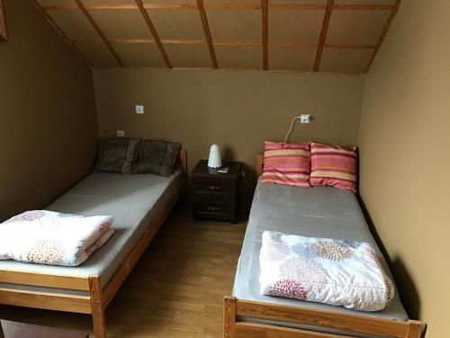 a room with two beds in a room at Nad Sowiogorskim Potokiem in Jugów