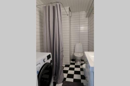 格蘭納的住宿－Boende i uppgränna med panoramautsikt，一间带水槽和洗衣机的浴室