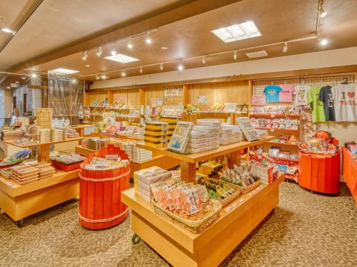 a store filled with lots of different types of food at Ooedo Onsen Monogatari Gero Bekkan in Gero