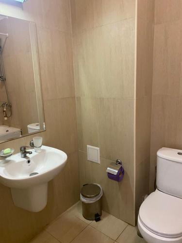 a bathroom with a sink and a toilet at Sunrise Lighthouse Golf Private Villa in Balchik