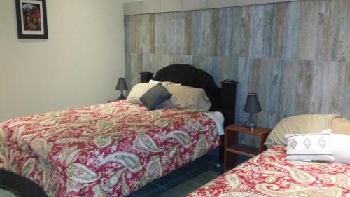 Giường trong phòng chung tại Top of the Mountain, new American owned Gated modern Lodge