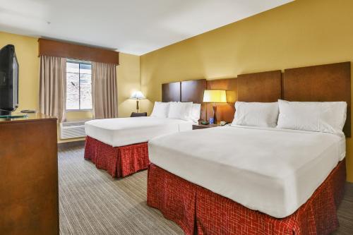 a hotel room with two beds and a television at Holiday Inn Express & Suites Houston South - Near Pearland by IHG in Houston