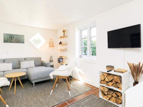 ein Wohnzimmer mit einem Sofa und einem TV in der Unterkunft 4 person holiday home in Skagen in Skagen