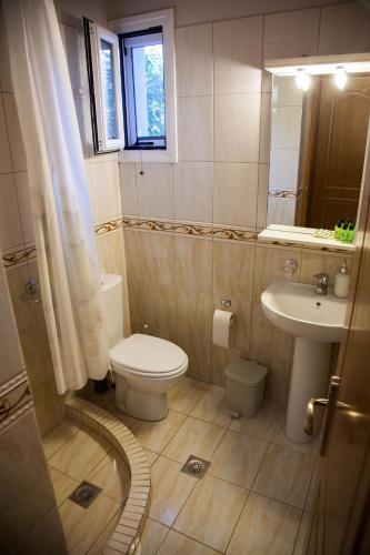 a bathroom with a toilet and a sink at Villa Mary in Kefallonia