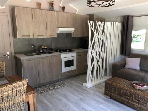 A kitchen or kitchenette at Gîte Les Pins Perdus