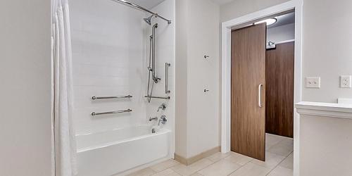 a bathroom with a shower and a tub and a sink at Holiday Inn Express & Suites - Brighton by IHG in Brighton