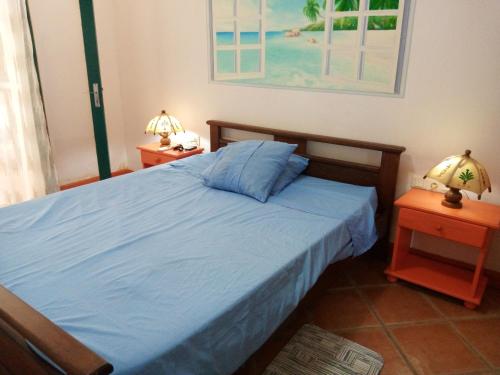 En eller flere senge i et værelse på Studio with sea view enclosed garden and wifi at Foulpointe