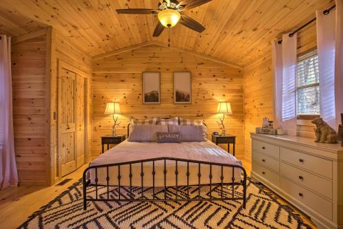 a bedroom with a bed and a ceiling fan at Outdoor Lovers Haven in the Blue Ridge Mtns! in Blue Ridge