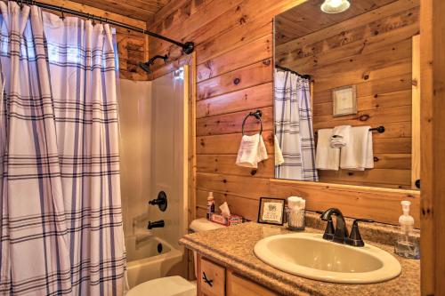 a bathroom with a sink and a toilet and a shower at Outdoor Lovers Haven in the Blue Ridge Mtns! in Blue Ridge