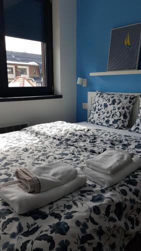 兹拉蒂博尔Titova Vila apartmani JOVANKA的一间卧室配有一张带毯子的床和窗户