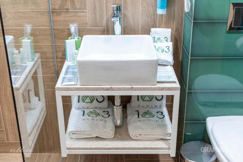 Bilik mandi di 103 Alpine Hotel