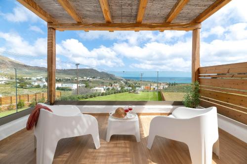 a room with a view of the ocean at Ikaros Villa in Pefki Rhodes