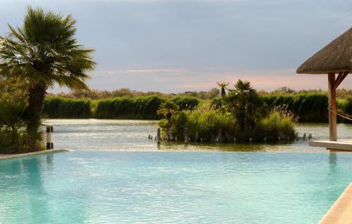 Bazén v ubytování Hôtel L' Estelle en Camargue nebo v jeho okolí