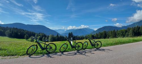 a group of bikes parked on the side of a road at Alpen Garten Hotel Margherita in Rumo