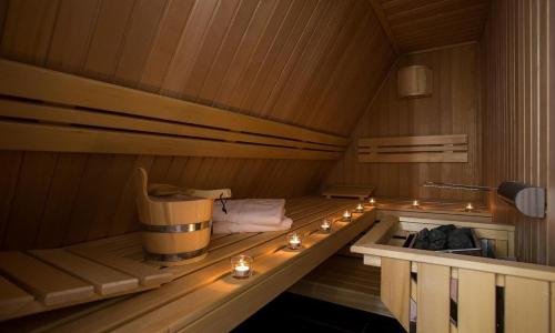 a sauna with lights in the middle of it at Haus Seeschwalbe in Ahrenshoop