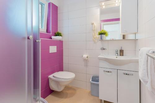 ein Bad mit einem WC und einem Waschbecken in der Unterkunft Apartments Lopari in Nerezine