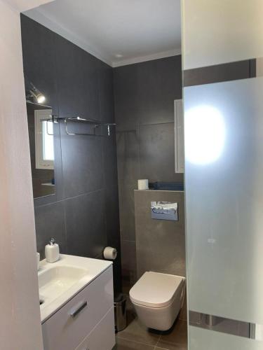 a bathroom with a white toilet and a sink at Casas Rurales Amparo Las Hayas in Valle Gran Rey