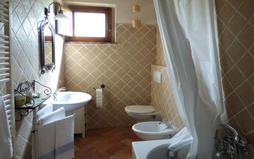 een badkamer met een wastafel en een toilet bij Agriturismo San Fabio in Castelnuovo Berardenga