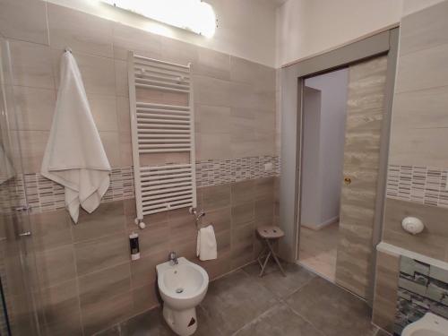 a bathroom with a toilet and a shower at Cerva Bianca B&B in Santa Maria Capua Vetere