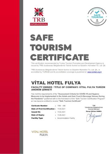 Certificado, premio, señal o documento que está expuesto en Vital Hotel Fulya Istanbul Sisli
