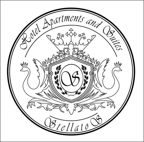 a black and white dollar coin with a crest at Stellatos House in Poros