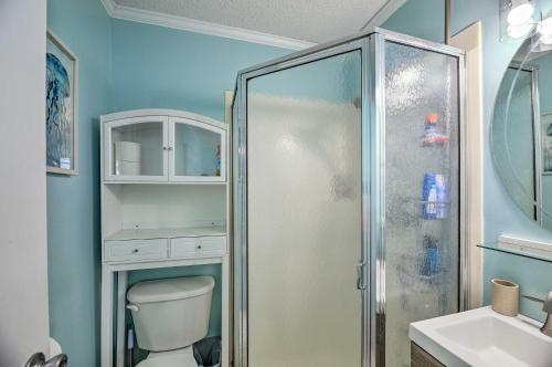 A bathroom at Beachfront Condo with Boardwalk and Pool Access!