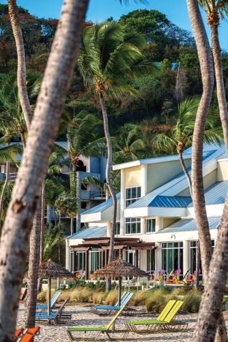 a resort building with palm trees in front of it at Margaritaville Vacation Club - St Thomas in Frydendal
