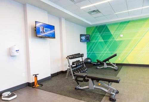 a gym with two exercise bikes in a room at Holiday Inn Hotel & Suites - Mount Pleasant by IHG in Mount Pleasant