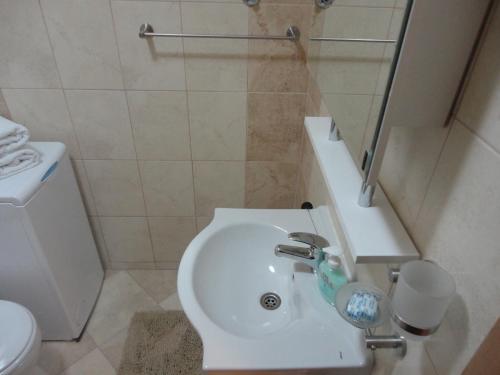 a bathroom with a white sink and a toilet at Apartments Nancy in Kotor