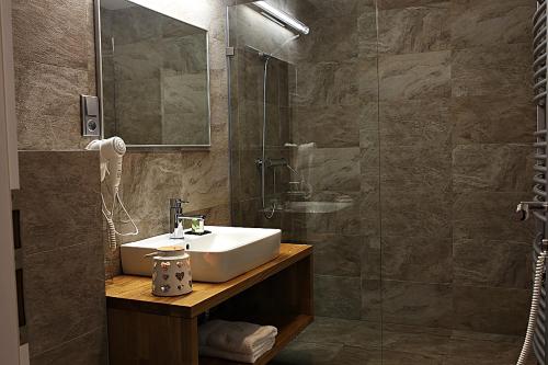 A bathroom at Hotel & Garden U Holubů