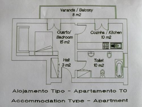 a drawing of a floor plan of a room at Quinta das Perdizes - Premium in Ponta Delgada
