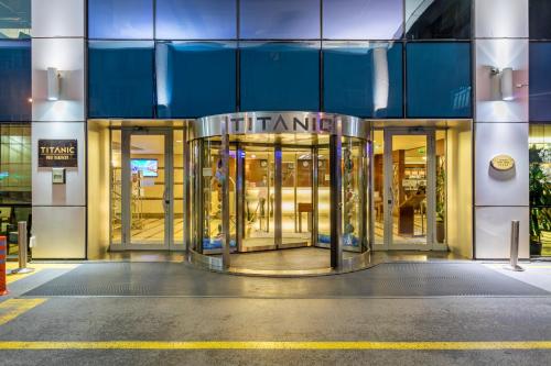 a store front with revolving doors in a building at Titanic Port Bakirkoy in Istanbul