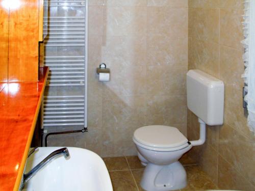 a bathroom with a white toilet and a sink at Holiday Home Noel by Interhome in Raša