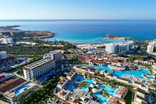 an aerial view of the resort and the ocean at Atlantica Aeneas Resort in Ayia Napa