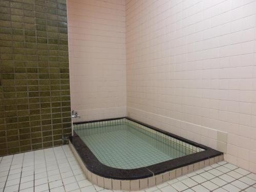 a shower with a pool of water in a room at Kikunoya Ryokan in Kanazawa