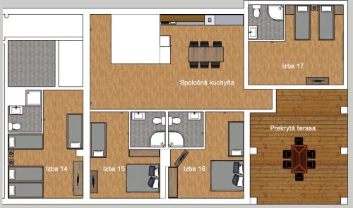 a floor plan of a building with aript at Penzion Sidorovo in Ružomberok
