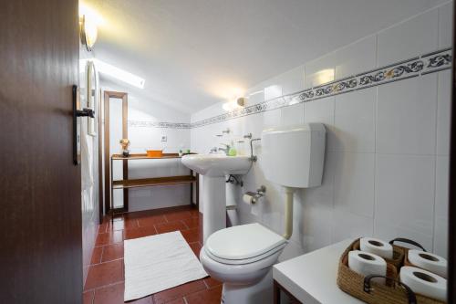 ForneloにあるCasa da Cercaのトイレと洗面台を備えた白いバスルーム