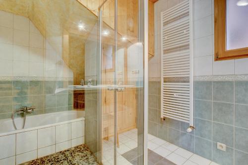 モルジヌにあるLES SERMES M304のバスルーム(シャワー、バスタブ付)