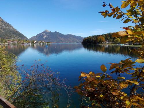 a view of a lake with mountains in the background at Haus Witting in Leutasch