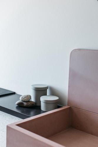 a pink box sitting on top of a table at Port Hotel in Eastbourne