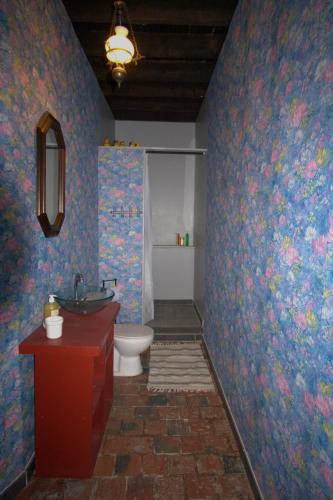 a bathroom with a sink and a toilet at Studio Les Pourettes in Feusines