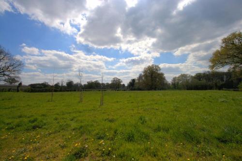 a field of green grass with a cloudy sky at Studio Les Pourettes in Feusines
